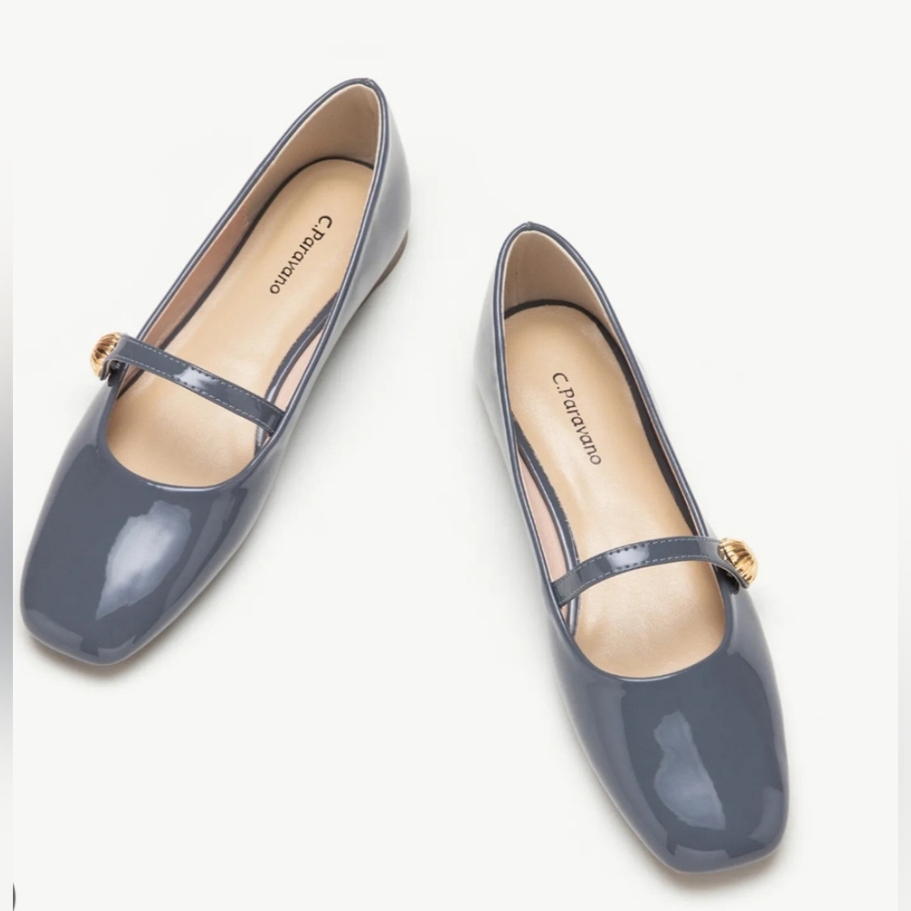 C.Paravano Grey Women's Mary Jane Flats